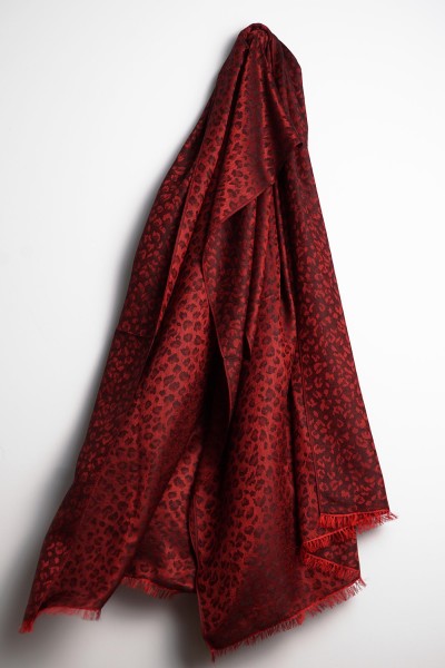 Water-Pashmina Leopard tango rouge