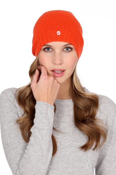 Fine Knit Cashmere Cap dark orange