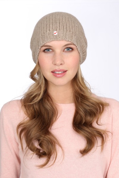 Coarse Knit Cashmere Cap natural grey